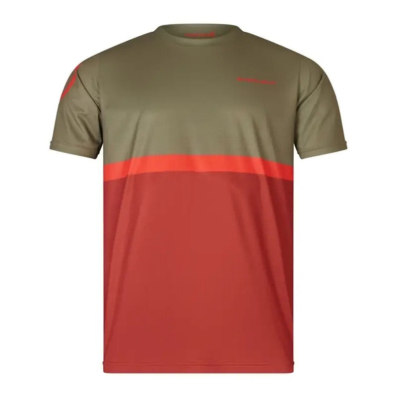 ENDURA Maglia a Maniche Corte UOMO Singletrack Core Tee II Verde/Rosso
