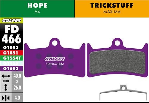 GALFER Bike Pastiglie Hope V4, Trickstuff Maxima Mescola E-Bike