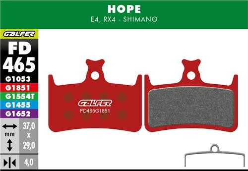 GALFER Bike Pastiglie Hope E4 - RX4 - Shimano Mescola Advanced