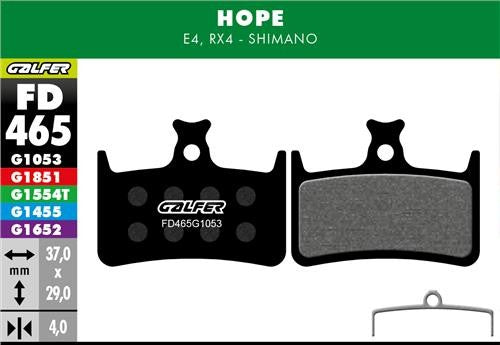 GALFER Bike Pastiglie Hope E4 - RX4 - Shimano Mescola Performance